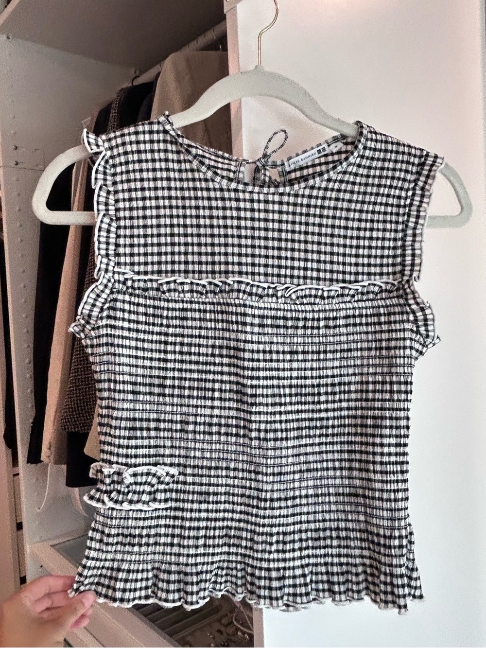 Cecilie Bahnsen Uniqlo Black & White Shirring Top